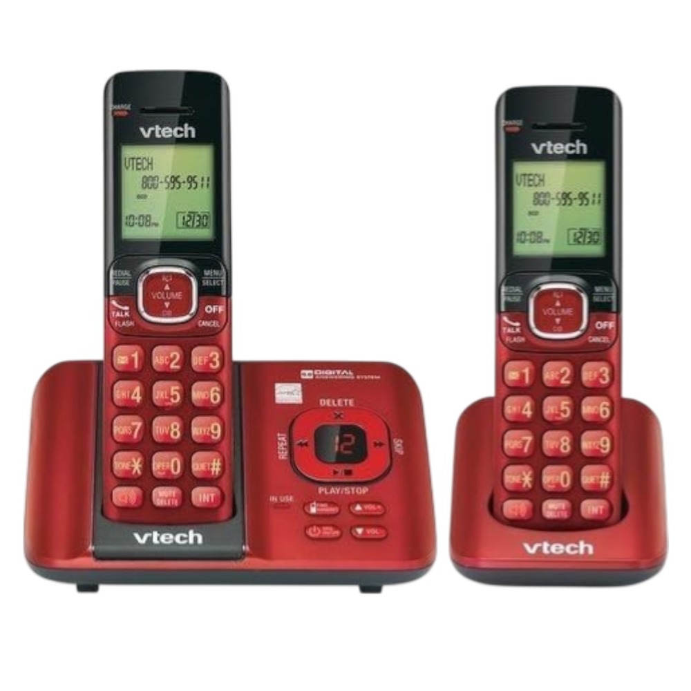 VTech CS6529-26 Cordless Phone 2 Handset‎ Answering Machine Caller ID Red